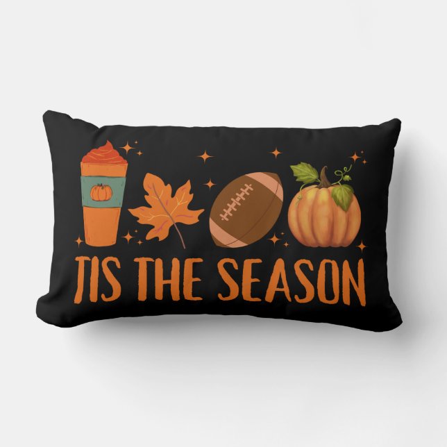 Tis The Season Fall Autumn Halloween Lumbar Cushion (Front)