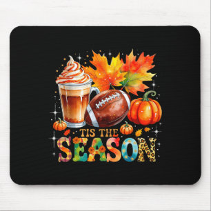 Tis The Season Fall Coffee Football Autumn Gift  Mouse Pad