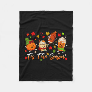 Tis the season fall football autumn pumpkin coffee fleece blanket