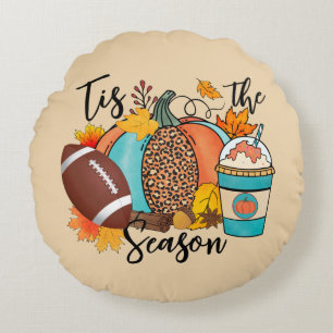 'Tis The Season – Fall, Football & Pumpkin Spice Round Cushion