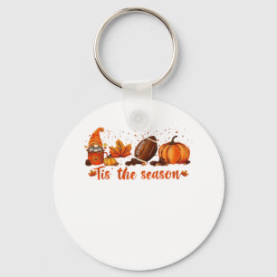 Tis The Season Fall Gnome Football Design Key Ring