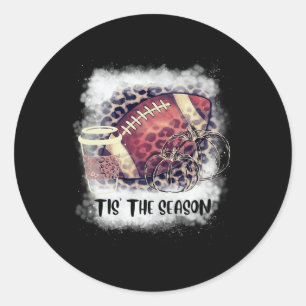 Tis the Season Fall Pumpkin Football Coffee  Classic Round Sticker