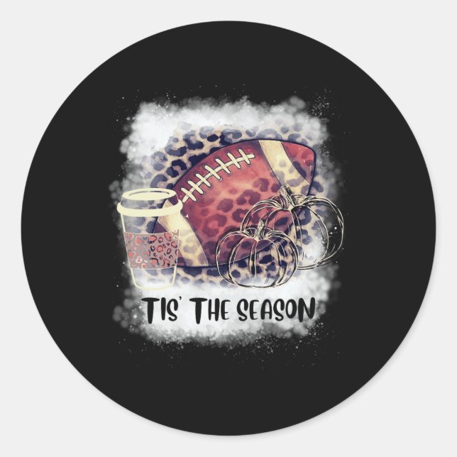 Tis the Season Fall Pumpkin Football Coffee  Classic Round Sticker (Front)