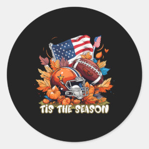 Tis The Season Fall Pumpkin Spice Footbyll Thanksg Classic Round Sticker