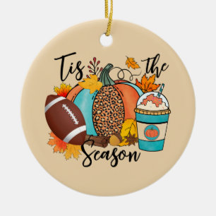 Tis The Season Fall Rugby Ceramic Ornament