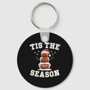Tis The Season Football Christmas Santa Hat Key Ring