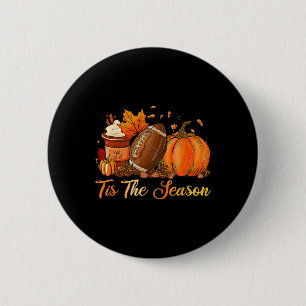 Tis The Season Football Coffee Latte Leaves Hello 6 Cm Round Badge