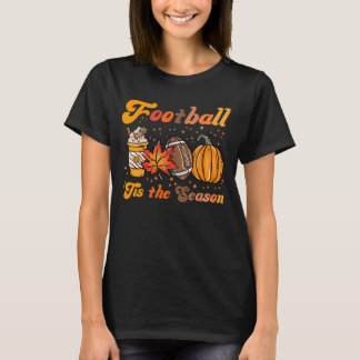 Tis The Season Football Fall Coffee Pumpkin  T-Shirt