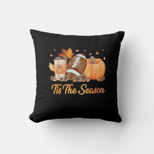 Tis The Season Football Fall Season Football Pumpk Cushion