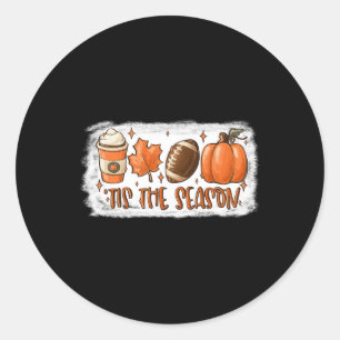 Tis The Season Football Football Fall Thanksgivin Classic Round Sticker