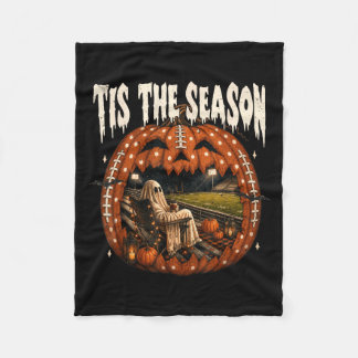 Tis The Season Football Funny Ghost Halloween Fall Fleece Blanket