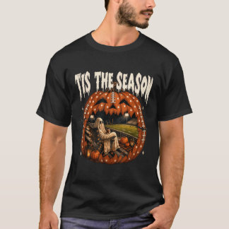 Tis The Season Football Funny Ghost Halloween Fall T-Shirt