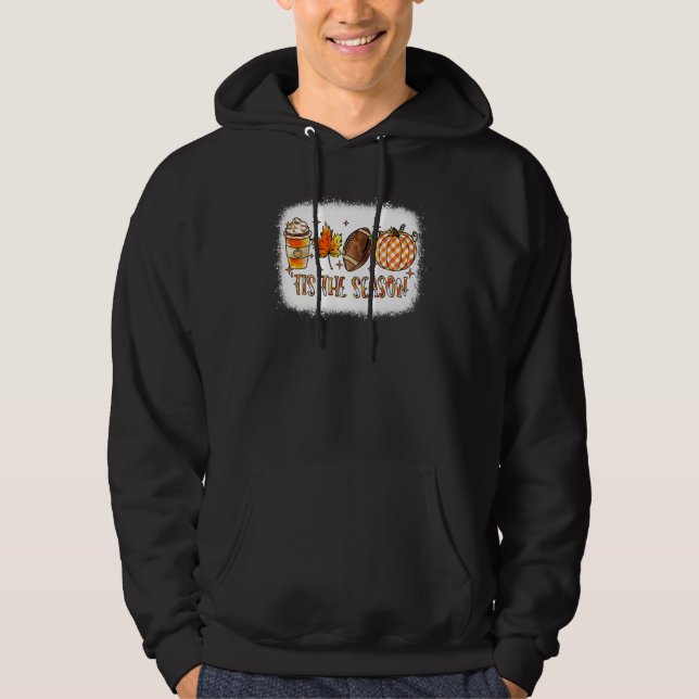 Tis the Season Football Halloween Pumpkin Coffee R Hoodie (Front)