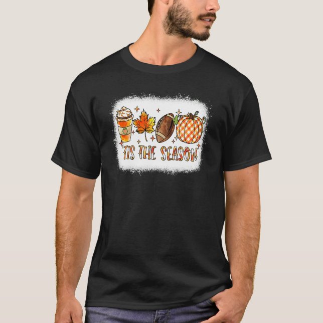 Tis the Season Football Halloween Pumpkin Coffee R T-Shirt (Front)