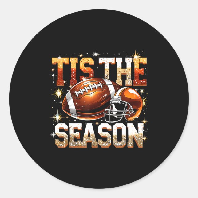 Tis The Season Football Lovers Helmet Srts Fan Gif Classic Round Sticker (Front)