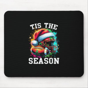 Tis The Season Football Mom Christmas Santa Hat Co Mouse Pad