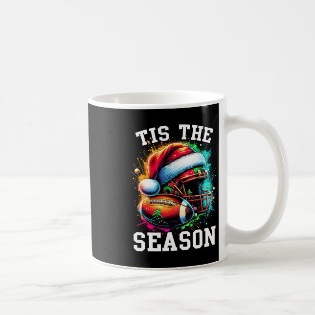 Tis The Season Football Mum Christmas Santa Hat Co Coffee Mug (Right)