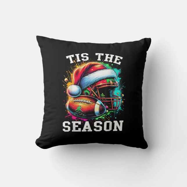 Tis The Season Football Mum Christmas Santa Hat Co Cushion (Front)