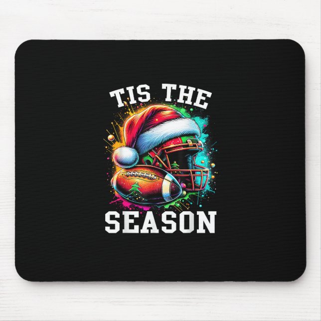 Tis The Season Football Mum Christmas Santa Hat Co Mouse Pad (Front)