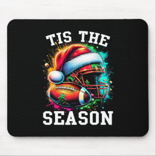 Tis The Season Football Mum Christmas Santa Hat Co Mouse Pad