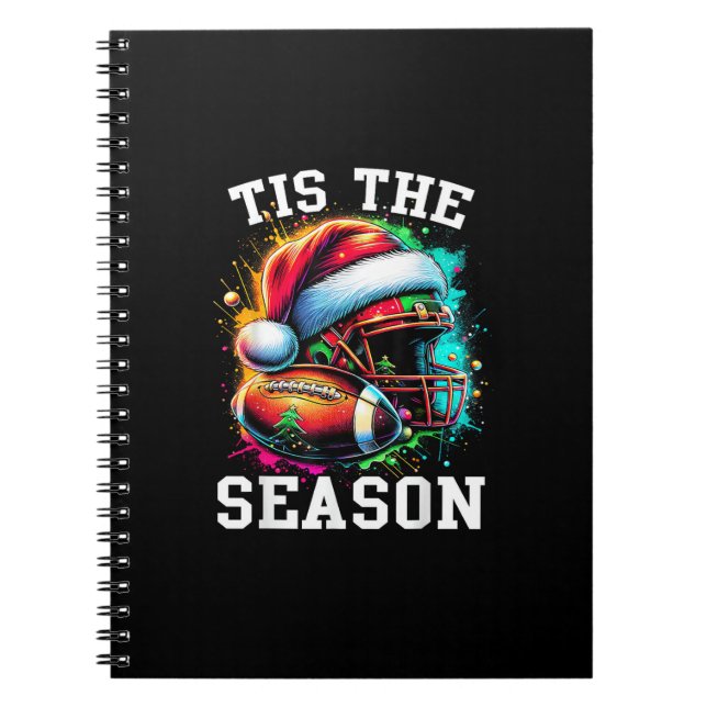 Tis The Season Football Mum Christmas Santa Hat Co Notebook (Front)