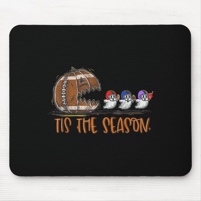 Tis The Season Football Pumpkin Ghost Boo Hallowee Mouse Pad (Front)