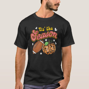 Tis The Season Football Pumpkin Leopard Funny Fall T-Shirt