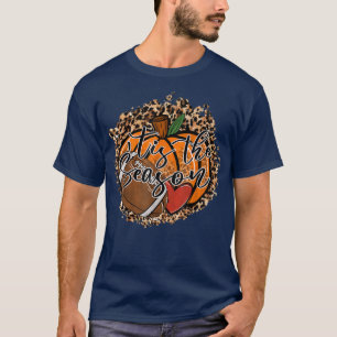 Tis The Season Football Pumpkin Leopard Heart Love T-Shirt