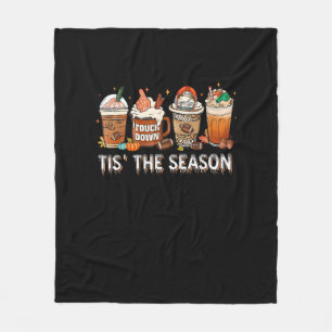 Tis The Season Football Pumpkin Spice Halloween Fa Fleece Blanket