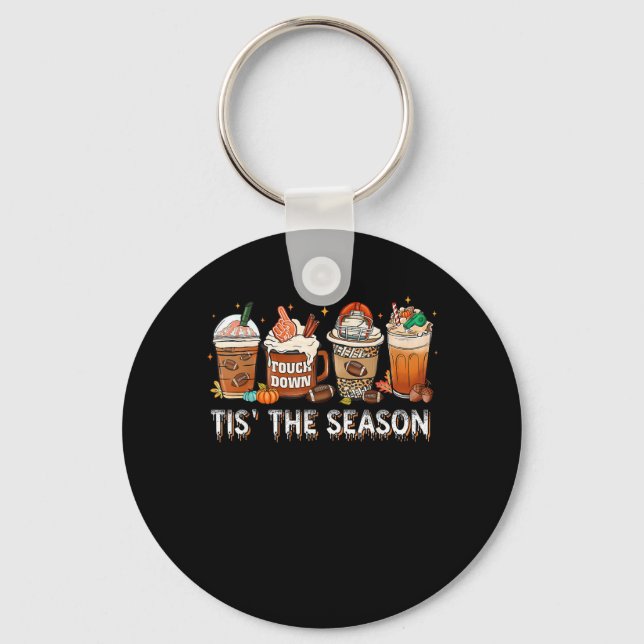 Tis The Season Football Pumpkin Spice Halloween Fa Key Ring (Front)