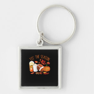 Tis The Season Football Pumpkin Thanksgiving Athle Key Ring