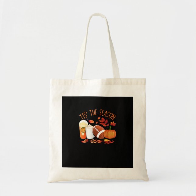 Tis The Season Football Pumpkin Thanksgiving Athle Tote Bag (Front)