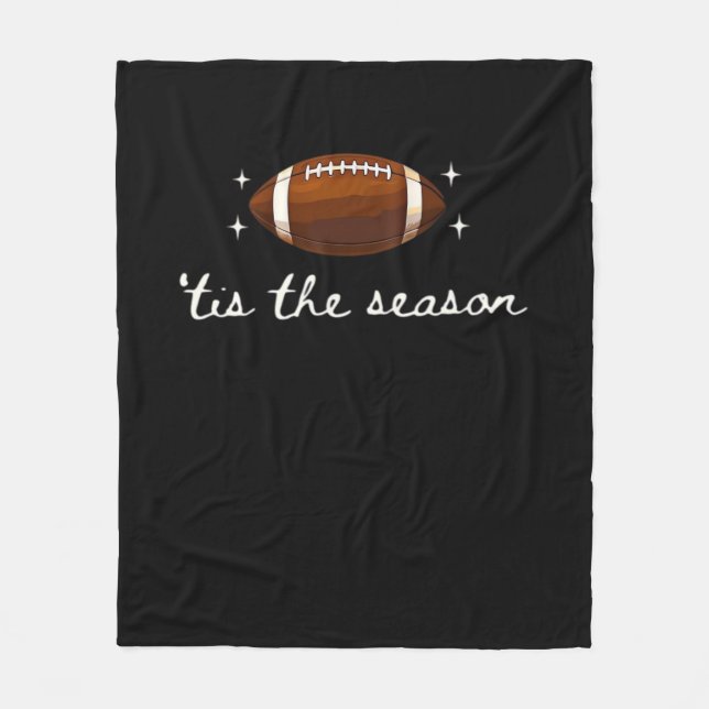 Tis The Season Football  - Retro Football Game Day Fleece Blanket (Front)