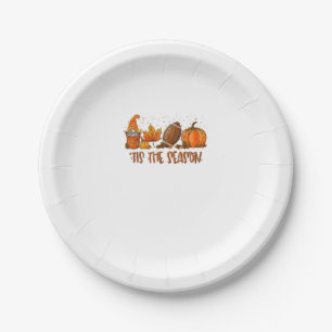 Tis’ The Season Football Sport Autumn Pumpkin Than Paper Plate