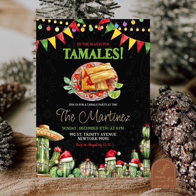 Tis The Season For Tamales Mexican Christmas Party Invitation (Creator Uploaded)