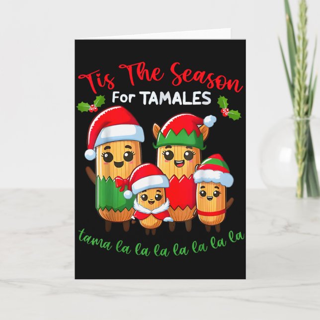 Tis The Season For Tamales Mexican Christmas Santa Card (Front)