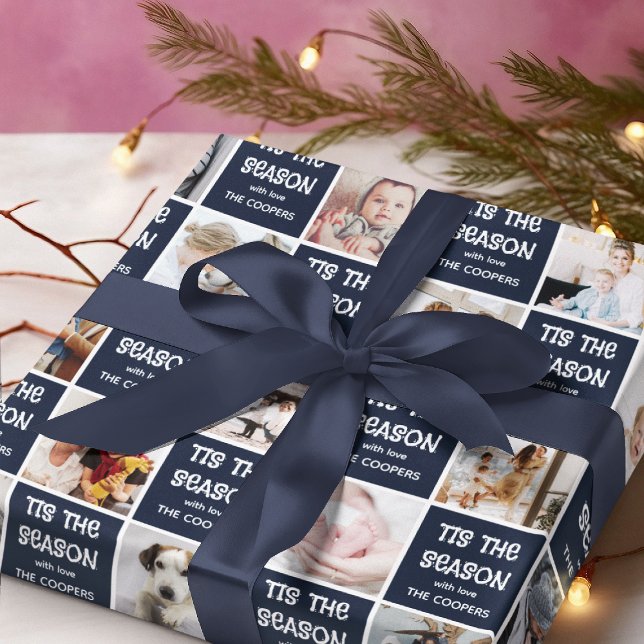 Tis the Season Fun Photo Grid Christmas Gift Wrapping Paper (Creator Uploaded)