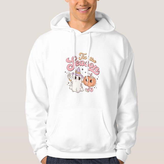 Tis The Season Funny Halloween Pumpkin and Ghost Hoodie (Front)