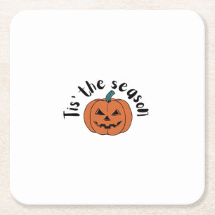 Tis The Season Funny Sloth Design Square Paper Coaster