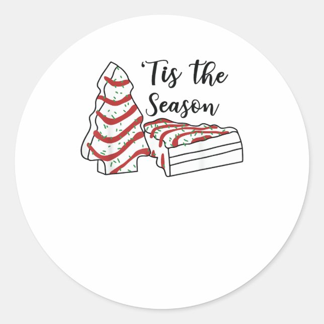 Tis The Season Funny Tree Christmas  Classic Round Sticker (Front)