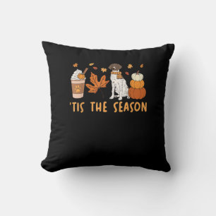 Tis The Season German Shorthaired Dog Fall Pumpkin Cushion