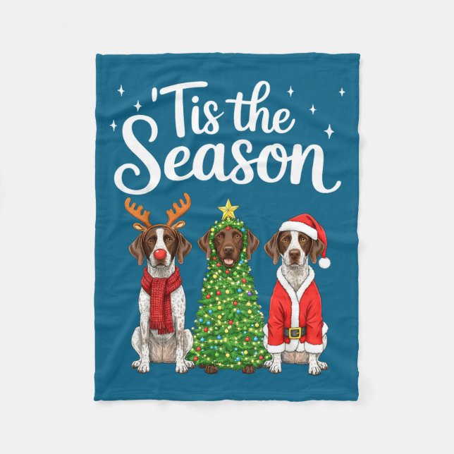 Tis The Season German Shorthaired Inter Christmas  Fleece Blanket (Front)