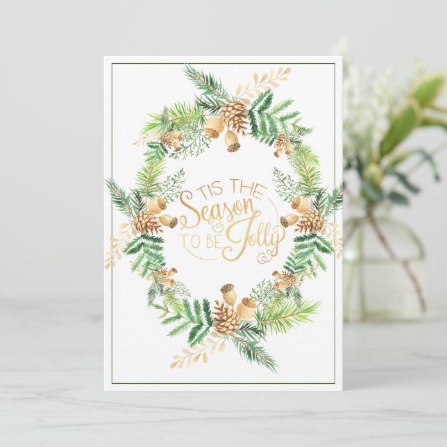 Tis the Season Gold Pine Holiday Christmas (Standing Front)