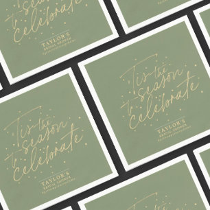 Tis the Season Green Moss Winter Bridal Shower  Napkin