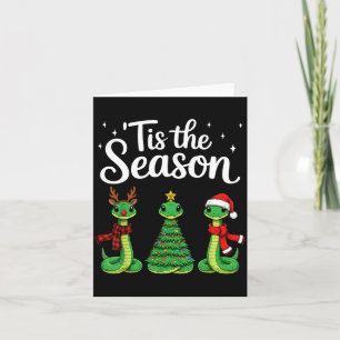 Tis The Season Green Snake Christmas Santa Card