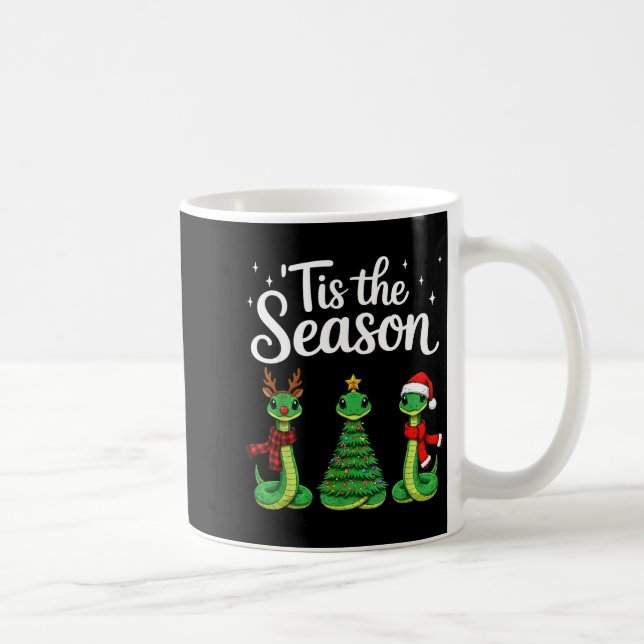 Tis The Season Green Snake Christmas Santa  Coffee Mug (Right)
