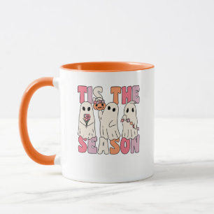 Tis The Season Groovy Ghost With Vintage Flowers Mug