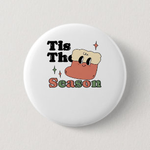 Tis The Season Groovy Retro Vintage Christmas Matc 6 Cm Round Badge