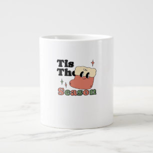 Tis The Season Groovy Retro Vintage Christmas Matc Large Coffee Mug