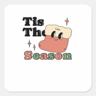 Tis The Season Groovy Retro Vintage Christmas Matc Square Sticker